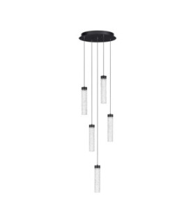 Zelon Cluster Pendant Ceiling Light Matt Black Clear Triac Dimmable LED 20W 1400lm 3000K-1