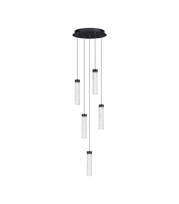 Zelon Cluster Pendant Ceiling Light Matt Black Clear Triac Dimmable LED 20W 1400lm 3000K-1