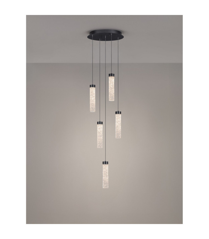 Zelon Cluster Pendant Ceiling Light Matt Black Clear Triac Dimmable LED 20W 1400lm 3000K-4