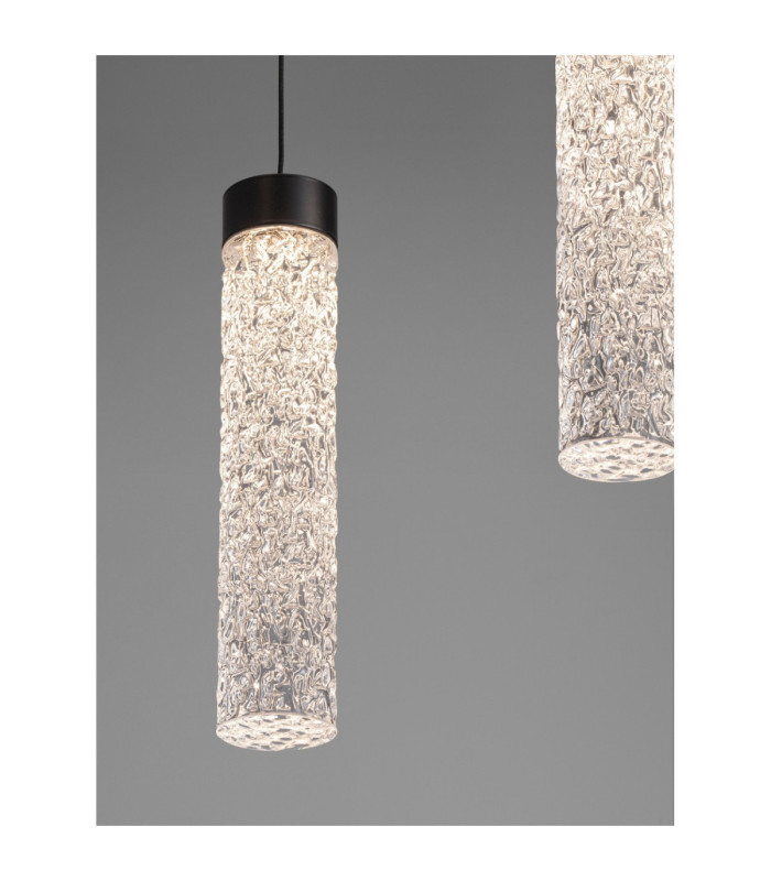 Zelon Cluster Pendant Ceiling Light Matt Black Clear Triac Dimmable LED 20W 1400lm 3000K-5
