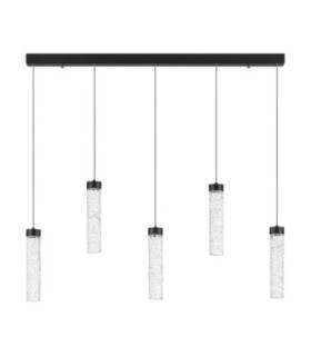 Zelon Bar Pendant Ceiling Light Matt Black Clear Triac Dimmable LED 20W 1400lm 3000K-1