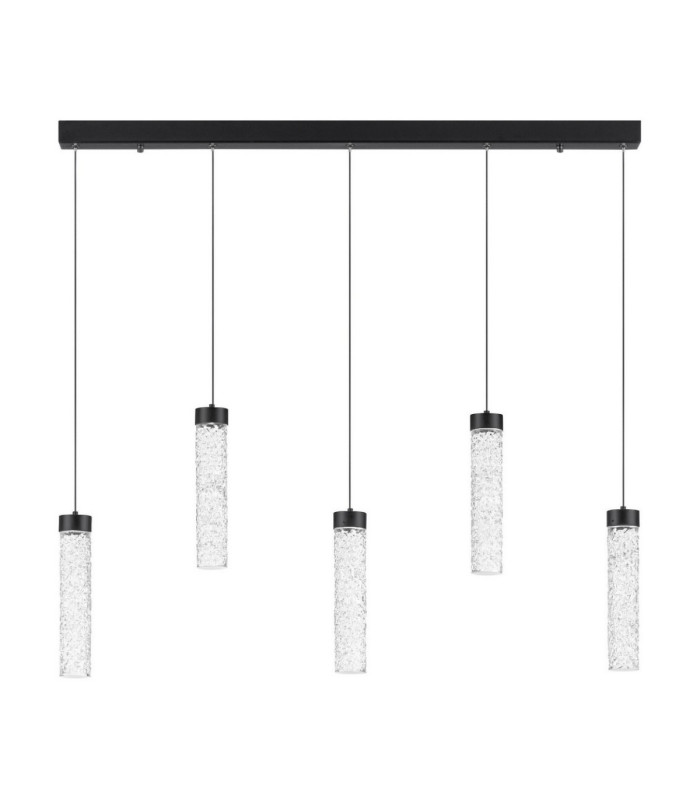 Zelon Bar Pendant Ceiling Light Matt Black Clear Triac Dimmable LED 20W 1400lm 3000K-1