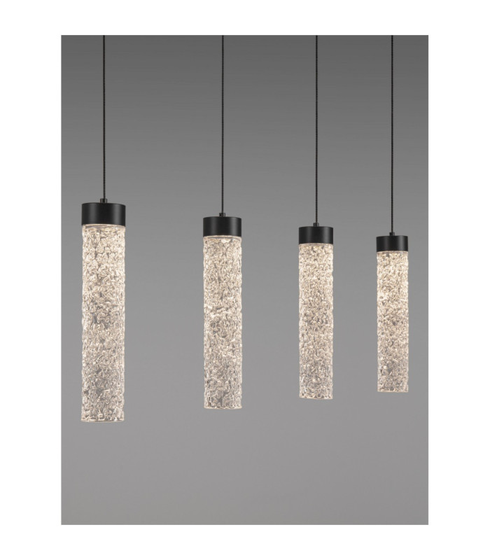 Zelon Bar Pendant Ceiling Light Matt Black Clear Triac Dimmable LED 20W 1400lm 3000K-5