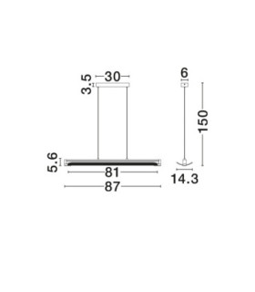 Emery Bar Pendant Ceiling Light Matt Black Clear Triac Dimmable LED 20W 1317lm 3000K-2