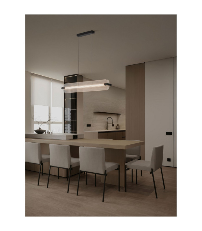 Emery Bar Pendant Ceiling Light Matt Black Clear Triac Dimmable LED 41W 2941lm 3000K-2