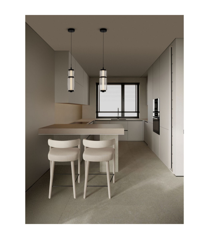 Liessa Slim Pendant Ceiling Light Sandy Black Clear LED 7W 267lm 3000K-2