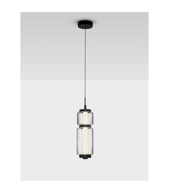 Liessa Slim Pendant Ceiling Light Sandy Black Clear LED 7W 267lm 3000K-4