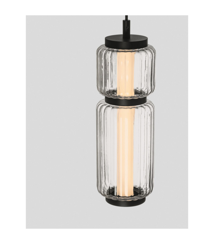 Liessa Slim Pendant Ceiling Light Sandy Black Clear LED 7W 267lm 3000K-5