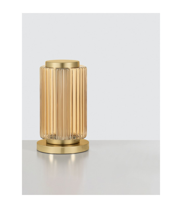 Vesper Integrated LED Table Lamp Amber Glossy Gold Dimmable LED 10W 700lm 3000K-3