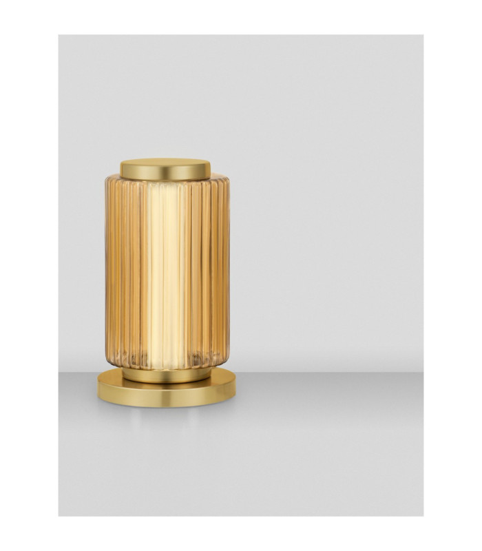 Vesper Integrated LED Table Lamp Amber Glossy Gold Dimmable LED 10W 700lm 3000K-4