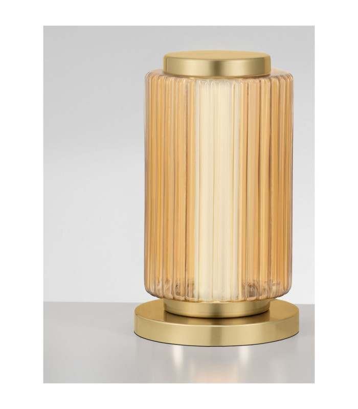 Vesper Integrated LED Table Lamp Amber Glossy Gold Dimmable LED 10W 700lm 3000K-5