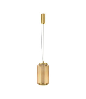 Vesper Slim Pendant Ceiling Light Amber Glossy Gold Triac Dimmable LED 10W 700lm 3000K-1