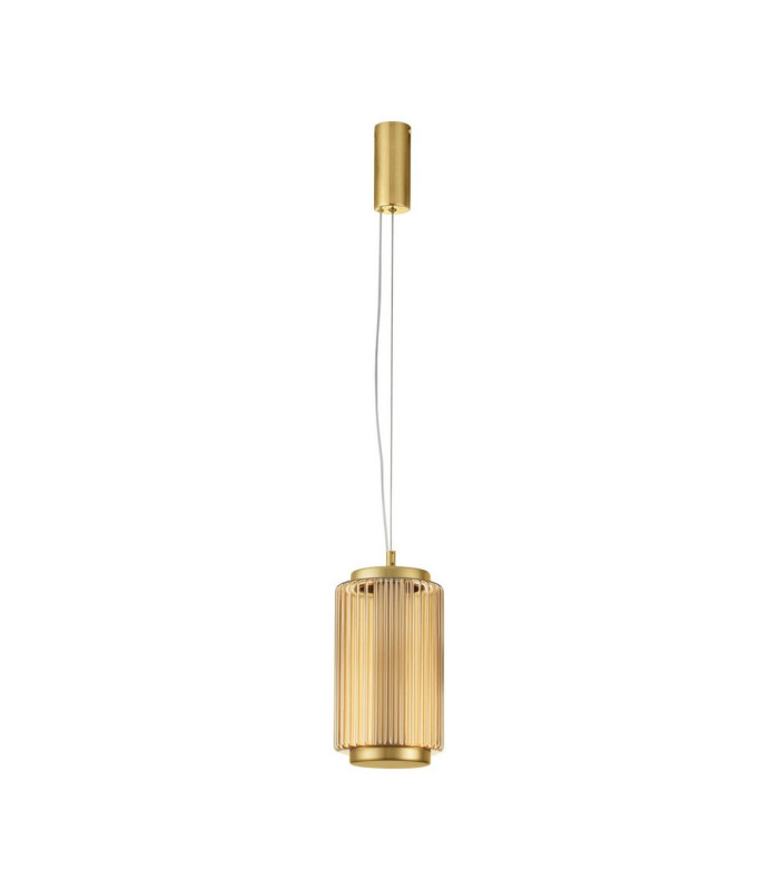 Vesper Slim Pendant Ceiling Light Amber Glossy Gold Triac Dimmable LED 10W 700lm 3000K-1