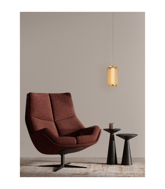 Vesper Slim Pendant Ceiling Light Amber Glossy Gold Triac Dimmable LED 10W 700lm 3000K-2