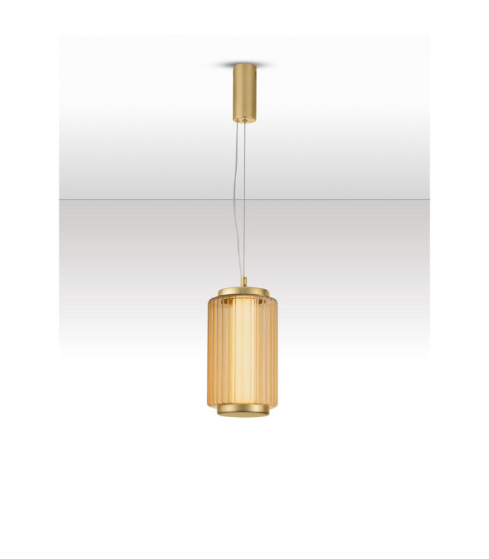 Vesper Slim Pendant Ceiling Light Amber Glossy Gold Triac Dimmable LED 10W 700lm 3000K-4