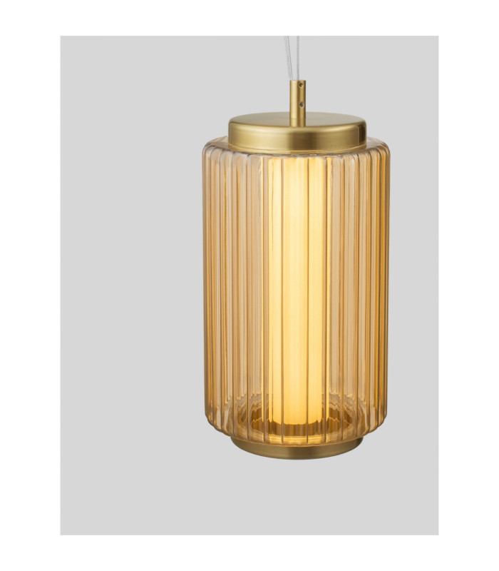 Vesper Slim Pendant Ceiling Light Amber Glossy Gold Triac Dimmable LED 10W 700lm 3000K-5