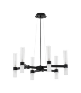Century Multi Arm Pendant Ceiling Light Matt Black Clear Frost LED G9 12x5W-1