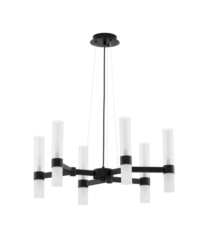 Century Multi Arm Pendant Ceiling Light Matt Black Clear Frost LED G9 12x5W-1