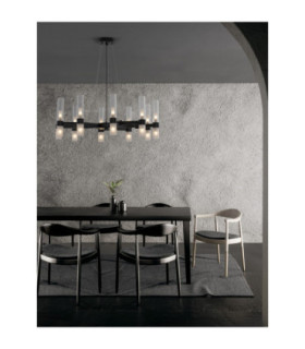 Century Multi Arm Pendant Ceiling Light Matt Black Clear Frost LED G9 20x5W-2