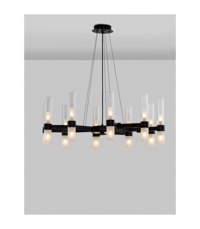 Century Multi Arm Pendant Ceiling Light Matt Black Clear Frost LED G9 20x5W-4