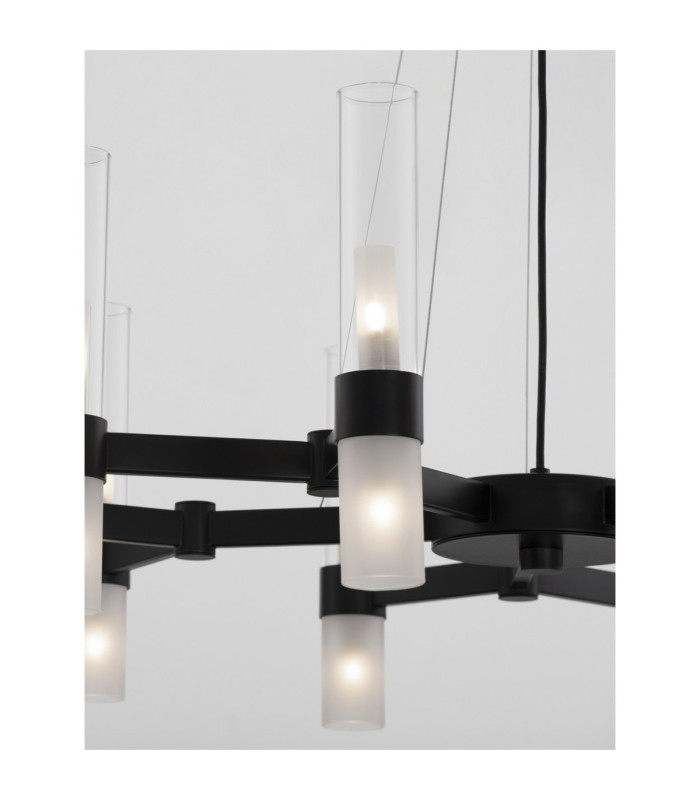 Century Multi Arm Pendant Ceiling Light Matt Black Clear Frost LED G9 20x5W-5