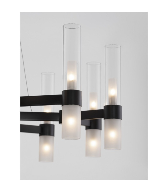 Century Multi Arm Pendant Ceiling Light Matt Black Clear Frost LED G9 20x5W-6