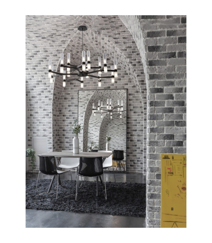 Century Multi Arm Pendant Ceiling Light Matt Black Clear Frost LED G9 30x5W-2
