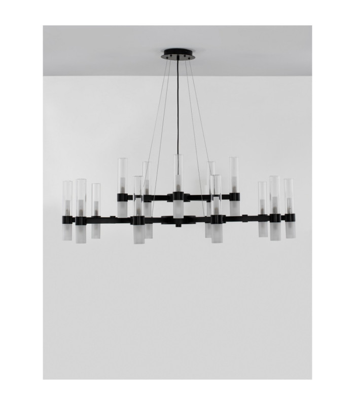 Century Multi Arm Pendant Ceiling Light Matt Black Clear Frost LED G9 30x5W-3