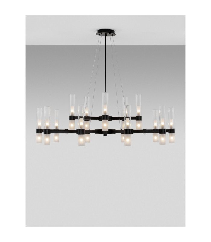 Century Multi Arm Pendant Ceiling Light Matt Black Clear Frost LED G9 30x5W-4