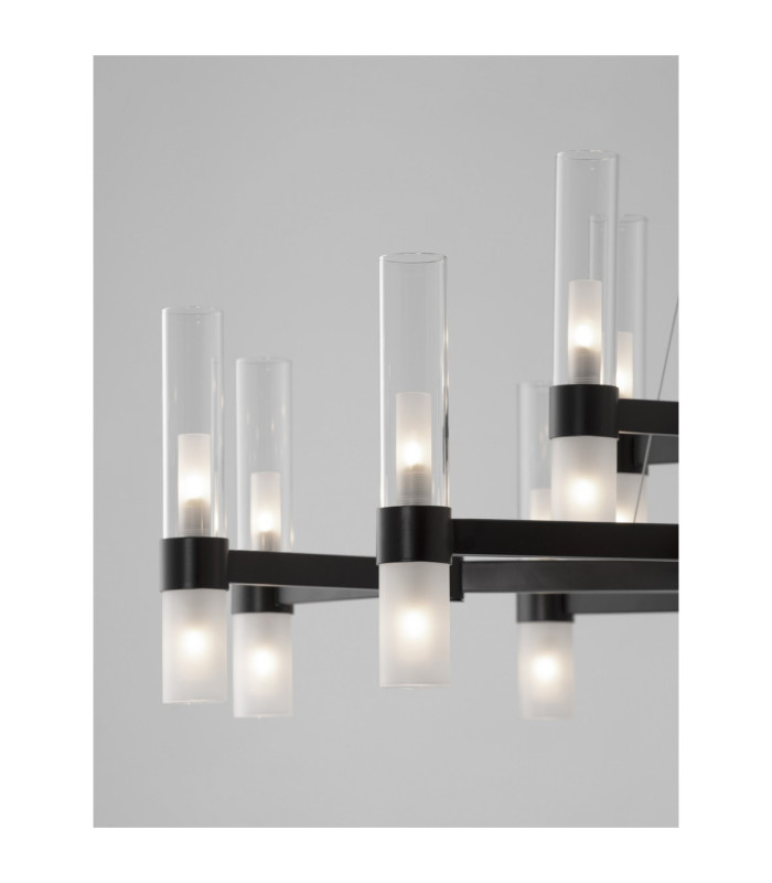 Century Multi Arm Pendant Ceiling Light Matt Black Clear Frost LED G9 30x5W-5