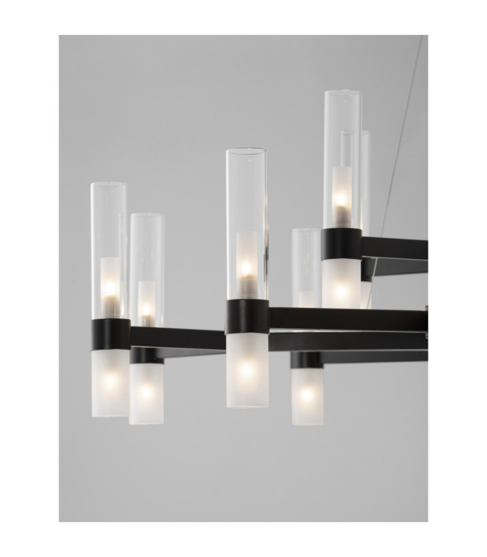Century Multi Arm Pendant Ceiling Light Matt Black Clear Frost LED G9 30x5W-6