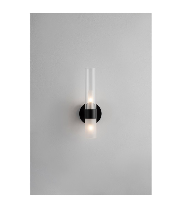 Century Wall Lamp Matt Black Clear Frost LED G9 2x5W-4