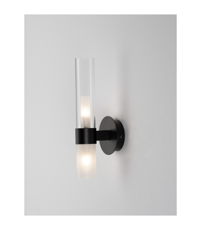 Century Wall Lamp Matt Black Clear Frost LED G9 2x5W-5