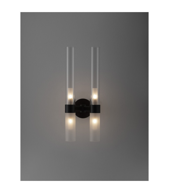Century Wall Lamp Matt Black Clear Frost LED G9 4x5W-3