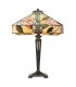 2 Light Medium Table Lamp Dark Bronze, Tiffany Style Glass, E27 - 1