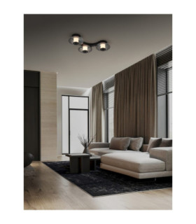 Ballet Integrated LED Semi Flush Ceiling Light Sandy Black Smokey Grey Triac Dimmable LED 24W 660lm 3000K-2