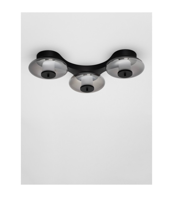 Ballet Integrated LED Semi Flush Ceiling Light Sandy Black Smokey Grey Triac Dimmable LED 24W 660lm 3000K-3