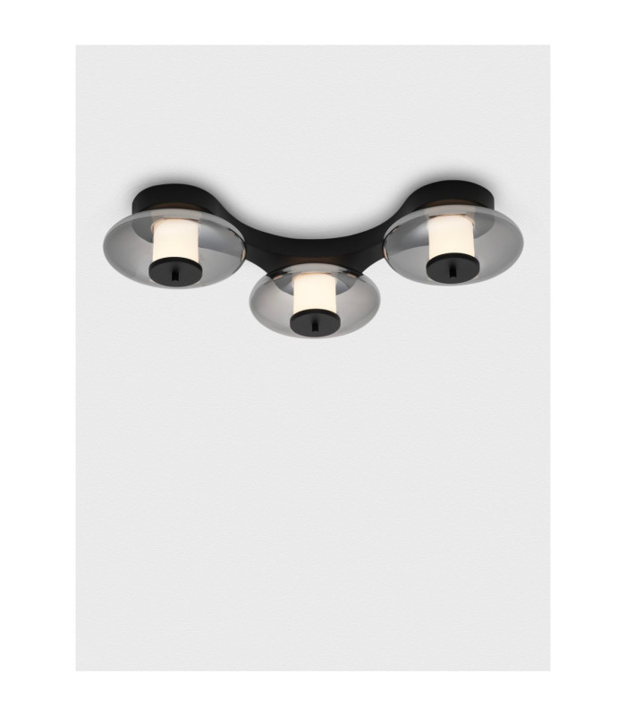 Ballet Integrated LED Semi Flush Ceiling Light Sandy Black Smokey Grey Triac Dimmable LED 24W 660lm 3000K-4