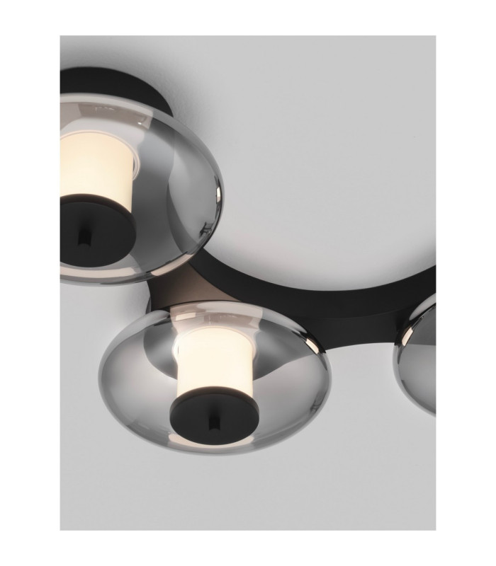 Ballet Integrated LED Semi Flush Ceiling Light Sandy Black Smokey Grey Triac Dimmable LED 24W 660lm 3000K-5