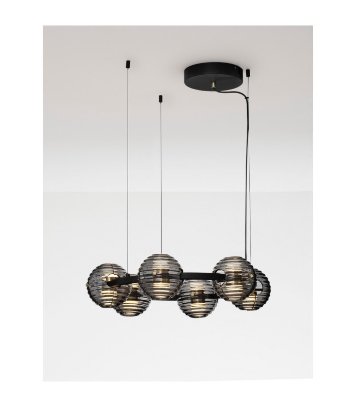 Las Globe Pendant Ceiling Light Sandy Black Gold Grey Triac Dimmable LED 60W 3000lm 3000K-4