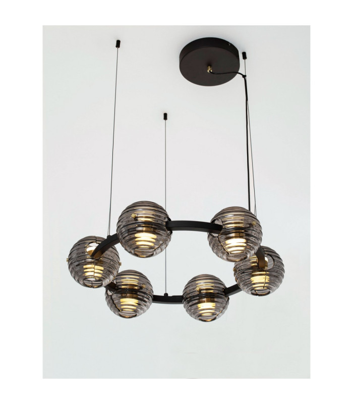 Las Globe Pendant Ceiling Light Sandy Black Gold Grey Triac Dimmable LED 60W 3000lm 3000K-5