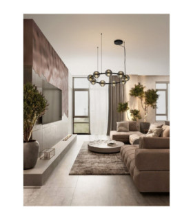 Las Globe Pendant Ceiling Light Sandy Black Gold Grey Triac Dimmable LED 91W 4550lm 3000K-2