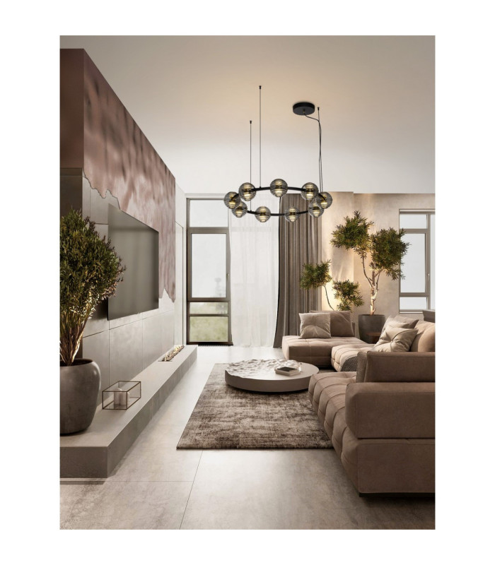 Las Globe Pendant Ceiling Light Sandy Black Gold Grey Triac Dimmable LED 91W 4550lm 3000K-2