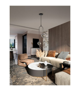 Las Globe Pendant Ceiling Light Sandy Black Gold Grey LED 20W 1000lm 3000K-2