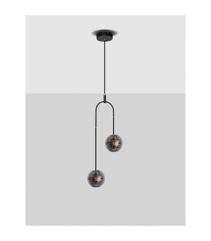 Las Globe Pendant Ceiling Light Sandy Black Gold Grey LED 20W 1000lm 3000K-3