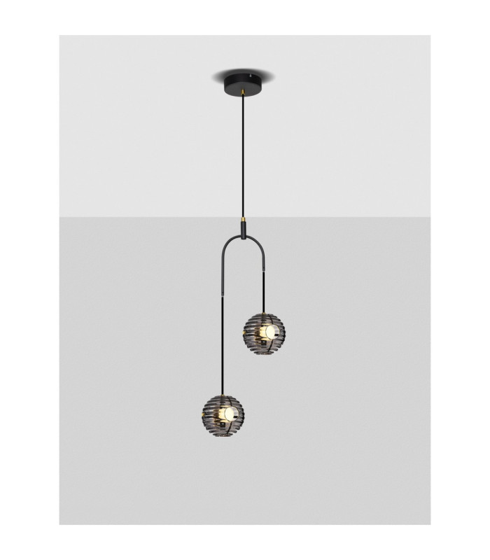 Las Globe Pendant Ceiling Light Sandy Black Gold Grey LED 20W 1000lm 3000K-4