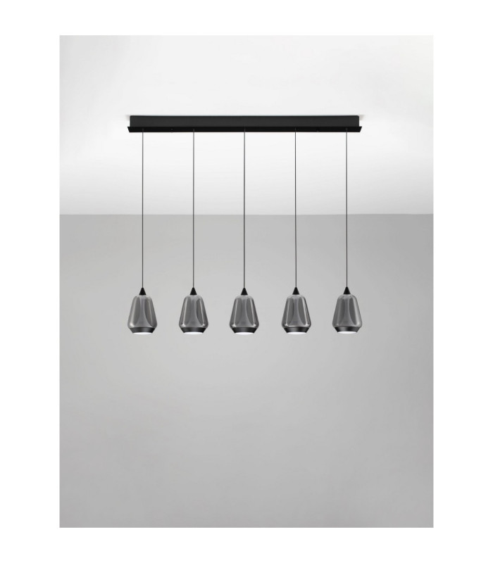 Alish Bar Pendant Ceiling Light Matt Black Smokey Triac Dimmable LED 37W 1444lm 3000K-3