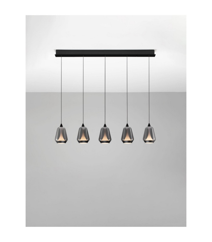 Alish Bar Pendant Ceiling Light Matt Black Smokey Triac Dimmable LED 37W 1444lm 3000K-4