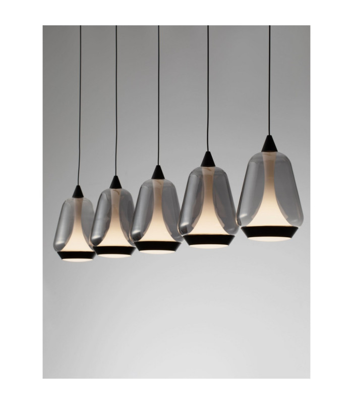 Alish Bar Pendant Ceiling Light Matt Black Smokey Triac Dimmable LED 37W 1444lm 3000K-5