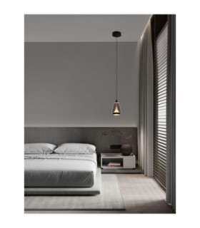Alish Slim Pendant Ceiling Light Matt Black Smokey LED 8W 330lm 3000K-2